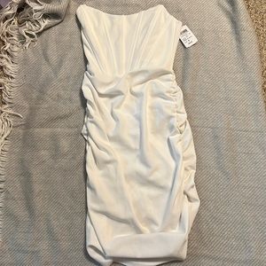 Strapless mini white dress